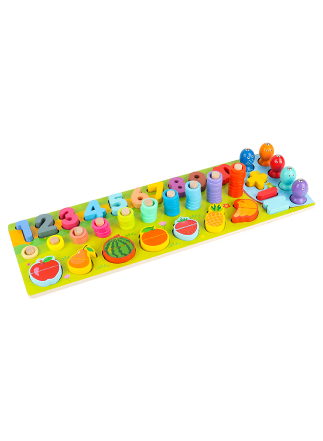 Magnetic Fishing Game, Wooden Numbered Fruit Puzzle Sorting Math Toy for Preschoolers, Shape Sorting Fishing Game for Ages 3-6, Preschool Math Stacking Fun Montessori Toy