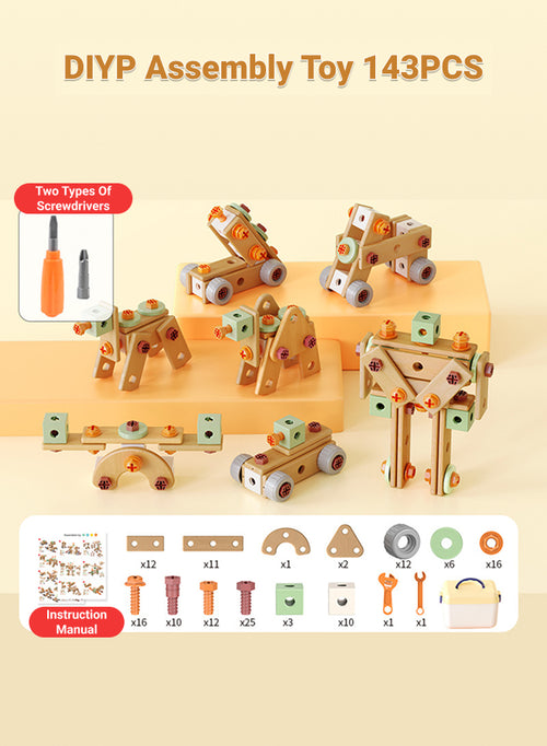 143-Piece Children's Tool Set Toddler Toolbox with Tools Montessori Educational Preschool Role-Play Construction Tool Set Suitable for Boys and Girls