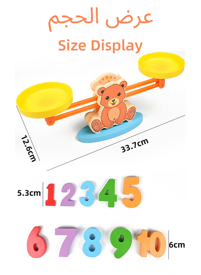 Wooden Balance Scale with Counting Bears | Montessori Math Educational Toy for Kids 3-8 | STEM Learning, Sorting & Weighing Games | Classroom/Preschool Gift