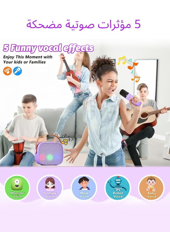 Children's Colorful LED Bluetooth Mini Karaoke, Portable Wireless Children's Karaoke Machine with Microphone