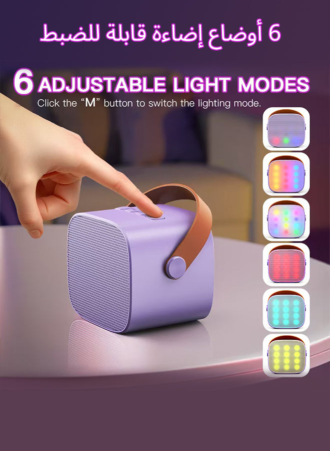 Children's Colorful LED Bluetooth Mini Karaoke, Portable Wireless Children's Karaoke Machine with Microphone