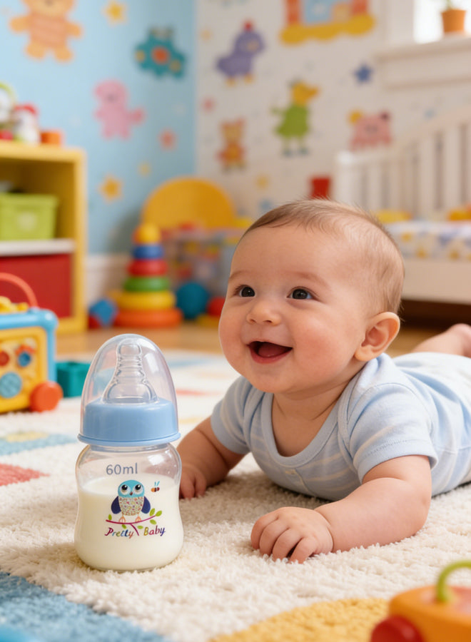 60ml Mini Anti-Choke Newborn Baby Bottle, BPA-Free Food-Grade PP (Suitable for 0+ Months)