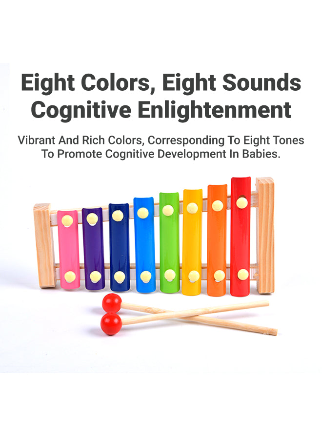 Montessori Toy Set (Suitable for Boys and Girls), 6-Piece Wooden Toy Collection: Wooden Xylophone, Rainbow Tower, Four-Pillar Spinner and more.