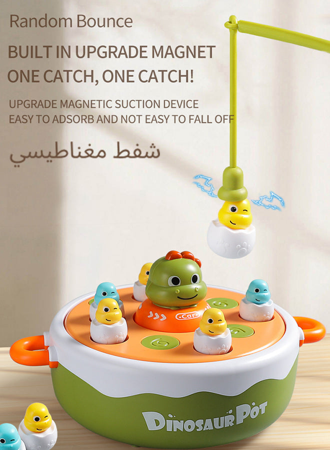 Montessori Dinosaur Toys for Toddlers 3-12 - 4-in-1 Fishing/Bowling/Catapult/Board Game Set  Focus Training & Fine Motor Skills Activity