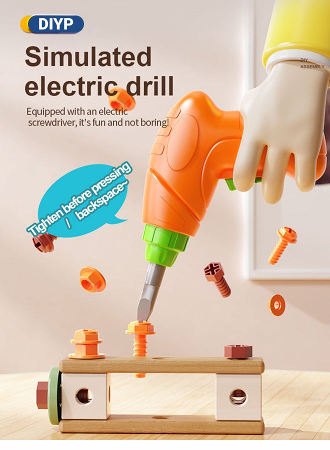 143-Piece Children's Tool Set Toddler Toolbox with Tools Montessori Educational Preschool Role-Play Construction Tool Set Suitable for Boys and Girls