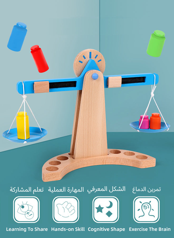 Wooden Montessori Balance Scale for Kids | 6-Weight Math Learning Toy, STEM Educational Counting & Sorting Game | Classroom & Homeschool Toys for Ages 3-8