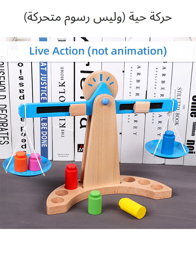 Wooden Montessori Balance Scale for Kids | 6-Weight Math Learning Toy, STEM Educational Counting & Sorting Game | Classroom & Homeschool Toys for Ages 3-8
