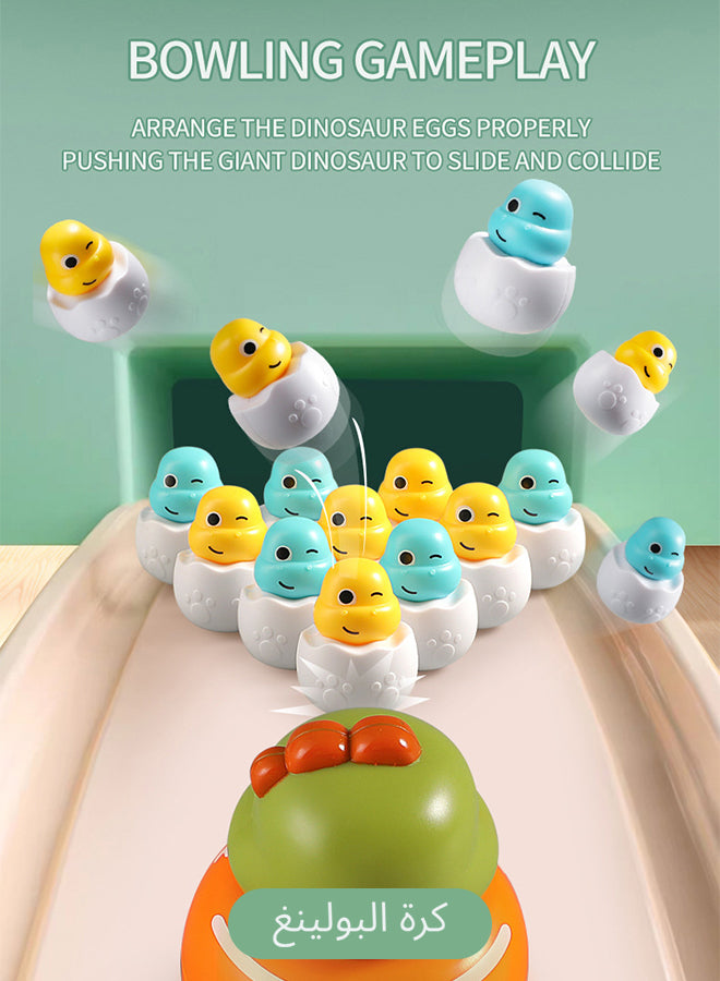 Montessori Dinosaur Toys for Toddlers 3-12 - 4-in-1 Fishing/Bowling/Catapult/Board Game Set  Focus Training & Fine Motor Skills Activity