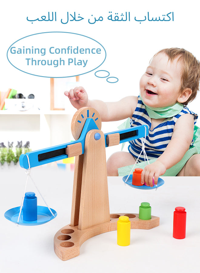 Wooden Montessori Balance Scale for Kids | 6-Weight Math Learning Toy, STEM Educational Counting & Sorting Game | Classroom & Homeschool Toys for Ages 3-8