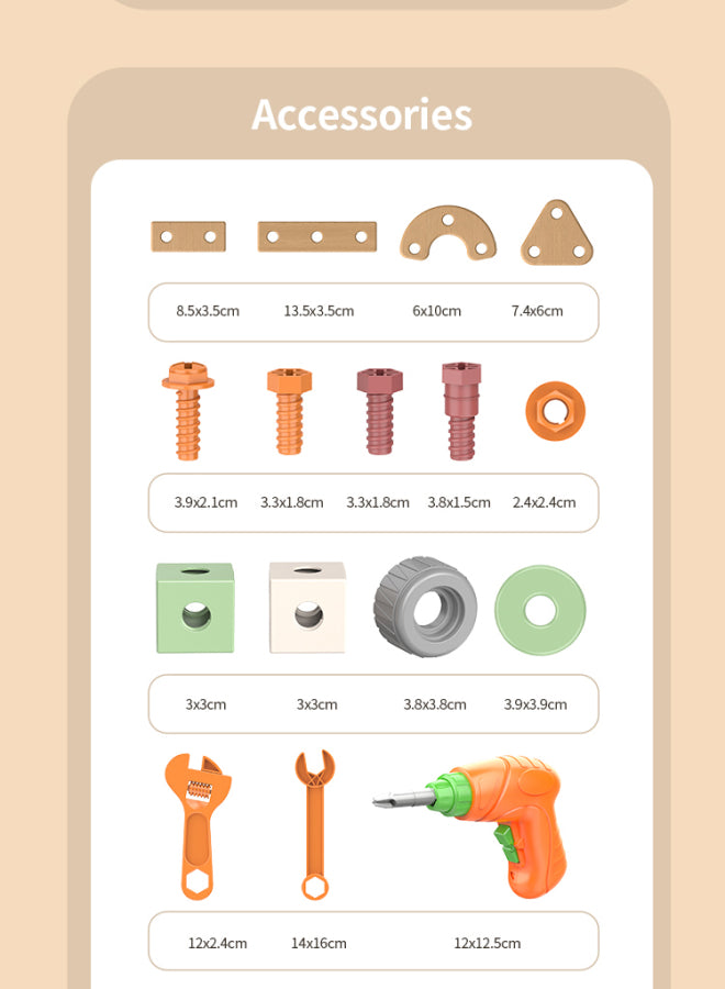 143-Piece Children's Tool Set Toddler Toolbox with Tools Montessori Educational Preschool Role-Play Construction Tool Set Suitable for Boys and Girls