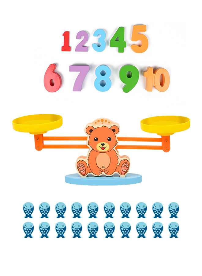 Wooden Balance Scale with Counting Bears | Montessori Math Educational Toy for Kids 3-8 | STEM Learning, Sorting & Weighing Games | Classroom/Preschool Gift