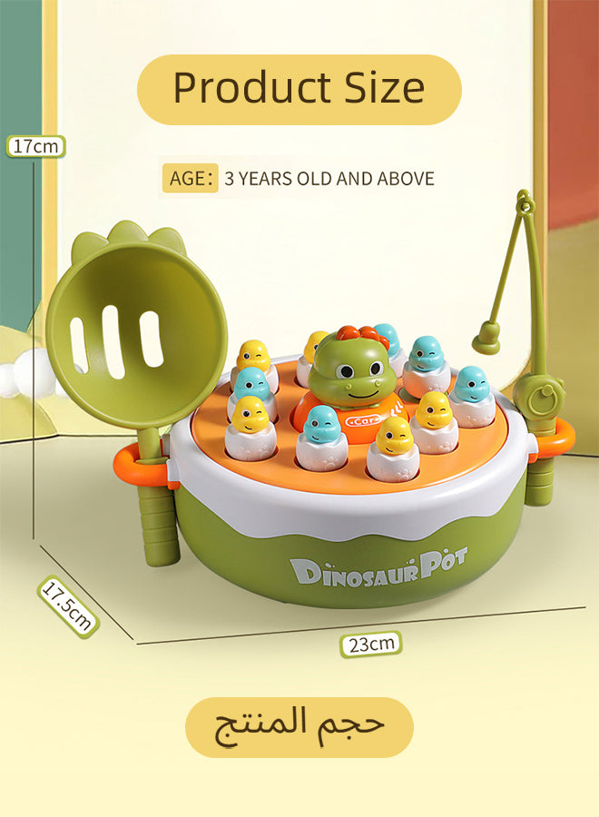 Montessori Dinosaur Toys for Toddlers 3-12 - 4-in-1 Fishing/Bowling/Catapult/Board Game Set  Focus Training & Fine Motor Skills Activity